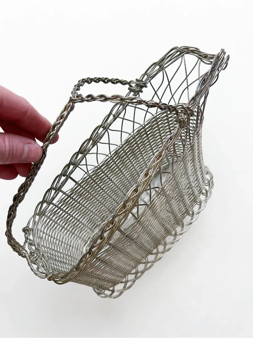 William Adams France Silver-Plated Wire Wine Basket Caddy Bottle Holder